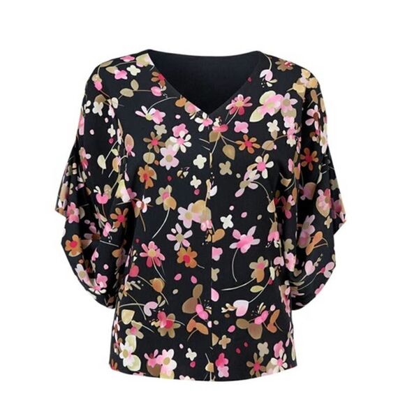 CAbi 3695 Charm Blouse Black Floral Limited Edition Size Small - Picture 1 of 5